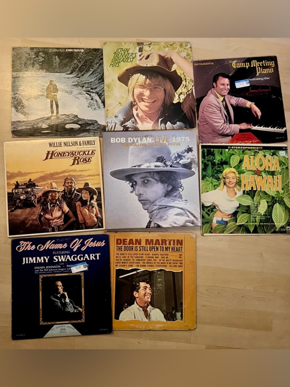 Vintage Vinyl Record Lot Bob Dylan Live John Denver, Willie Nelson, Dean Martin
